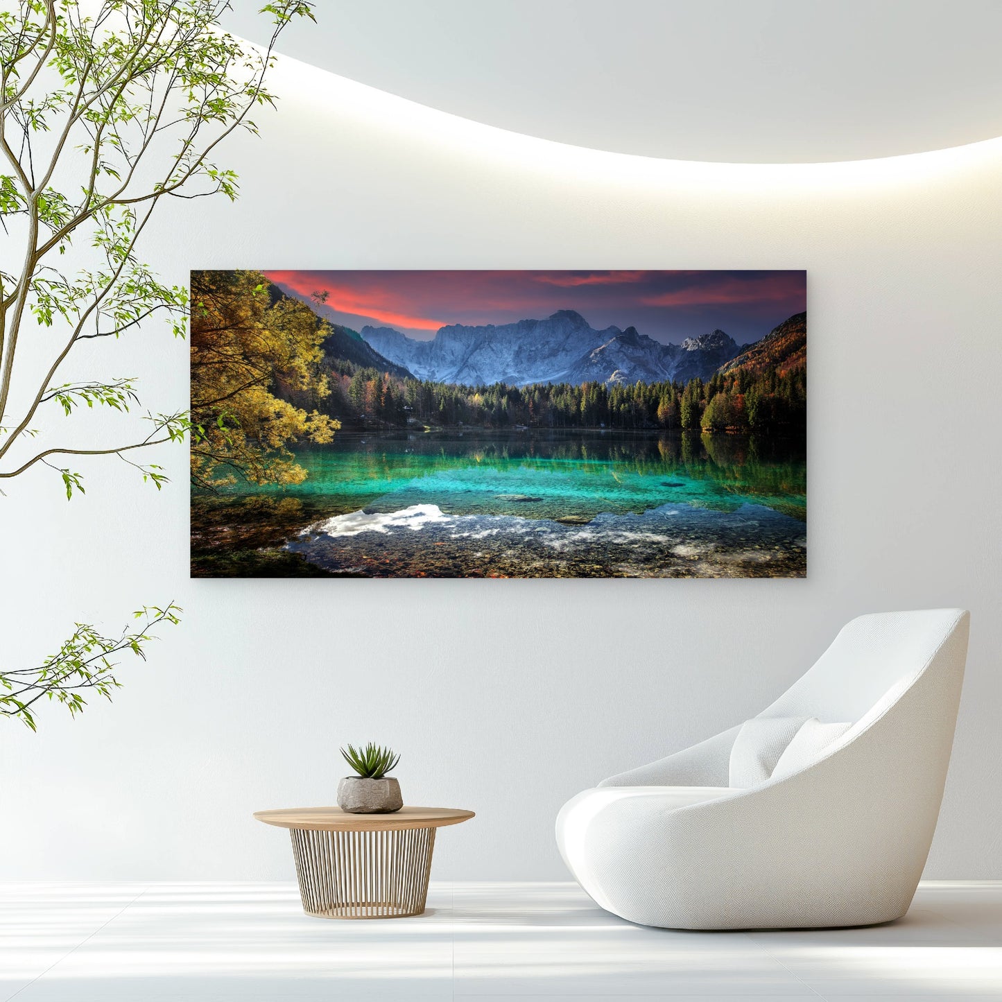 Stunning Turquoise Lake View Wall Art Canvas Office Home Room Framed 120x60cm