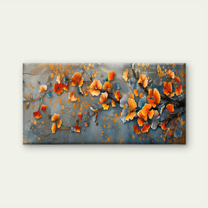 Orange Ginkgo Blossom Branch Wall Art Canvas Office Home Room Framed 120x60cm