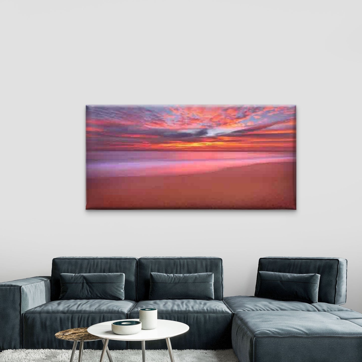 Modern Beach Ocean Horizon Wall Art Canvas Office Home Room Framed 120x60cm - Bella Home Decor