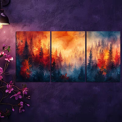 3pcs Sunset Landscape with Snow-Capped Mountains Wall Art Set Canvas Framed 40x60cm - High Quality Print 100% Australian Made Wall Canvas Ready to Hang