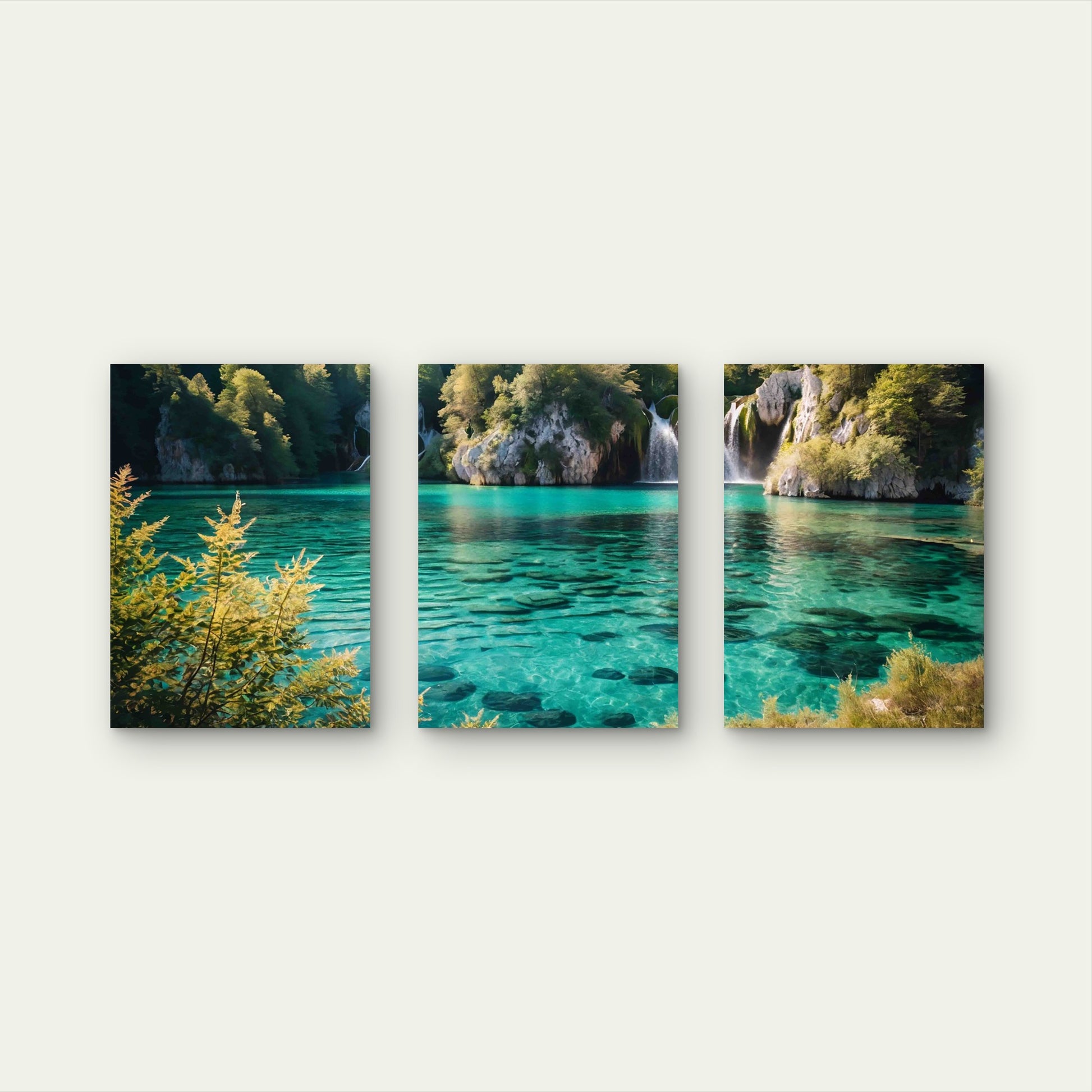 3pcs Turquoise Water Plitvice Lakes Metal Print Ready to Hang Art - Bella Home Decor