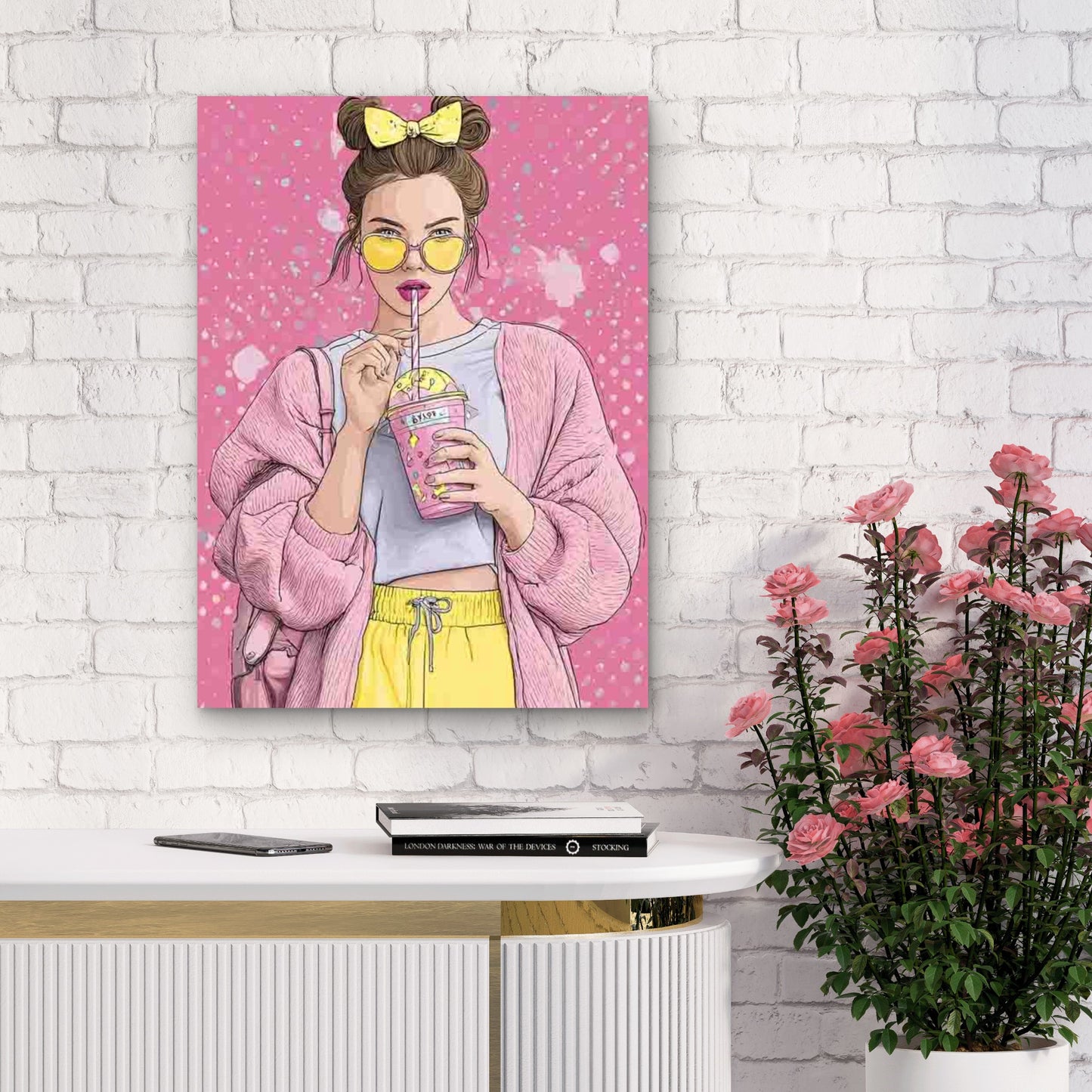 Funky Girly Pastel Colors & Bubble Patterns 60x90cm Metal Print Ready to Hang - Bella Home Decor