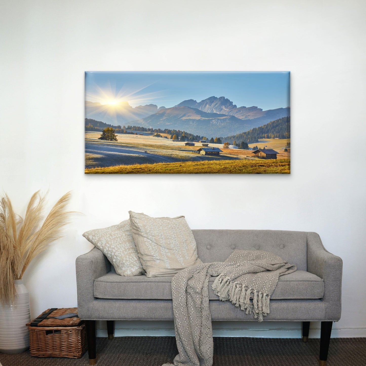 Seiser Alm Italy Sunrise Mountain Wall Art Canvas Office Home Framed 120x60cm