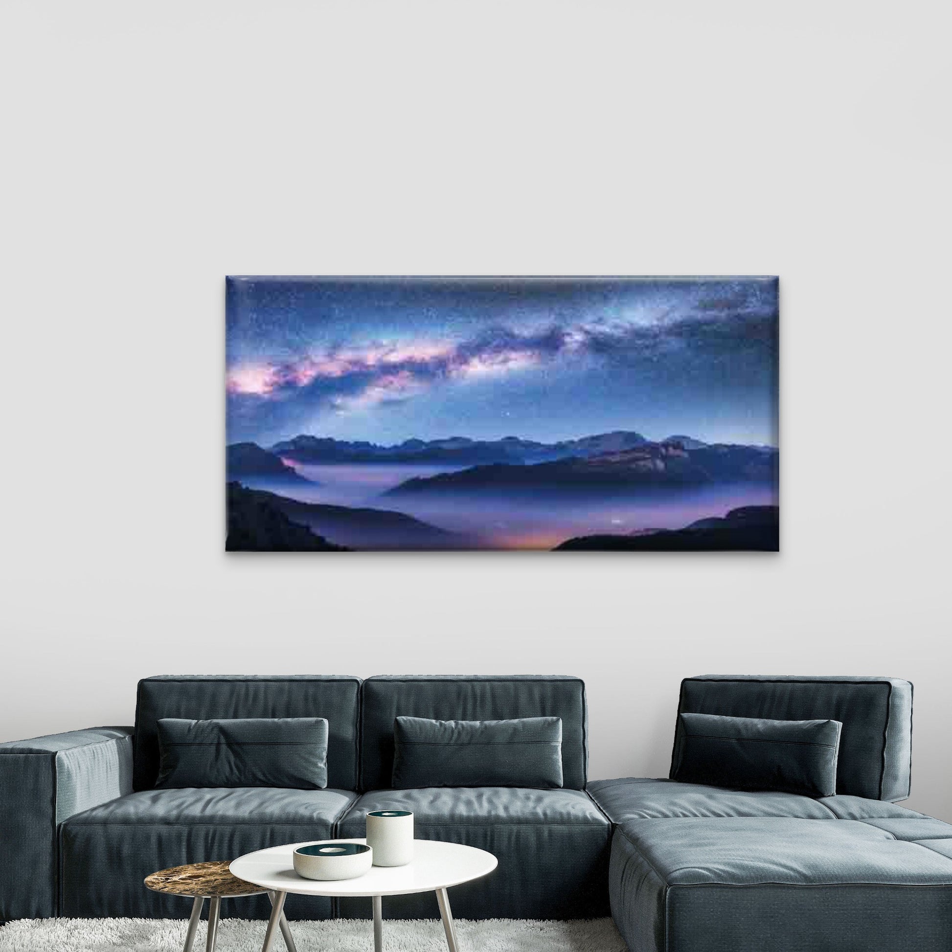 Night Sky & Mountain Landscape Wall Art Canvas Office Home Room Framed 120x60cm - Bella Home Decor