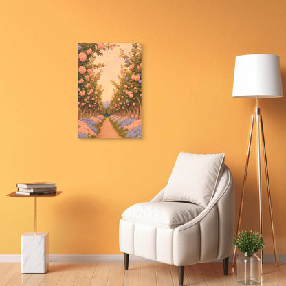 Hydrangea Flower Path Pastel Garden 40x60cm Metal Print Ready to Hang
