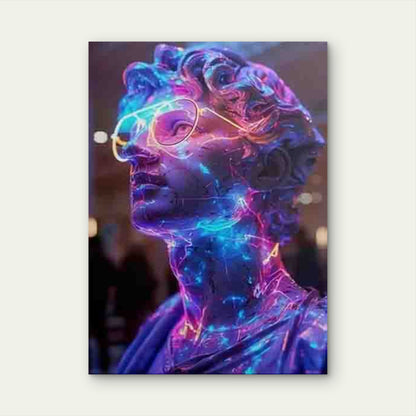 Classical Sculpture with Glasses Metal Print Ready to Hang - Bella Home Decor