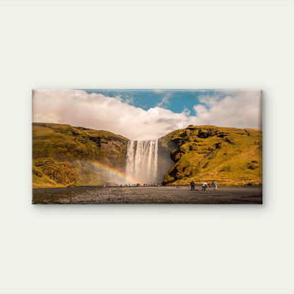 People Standing Near Waterfall Wall Art Canvas Office Home Room Framed 120x60cm
