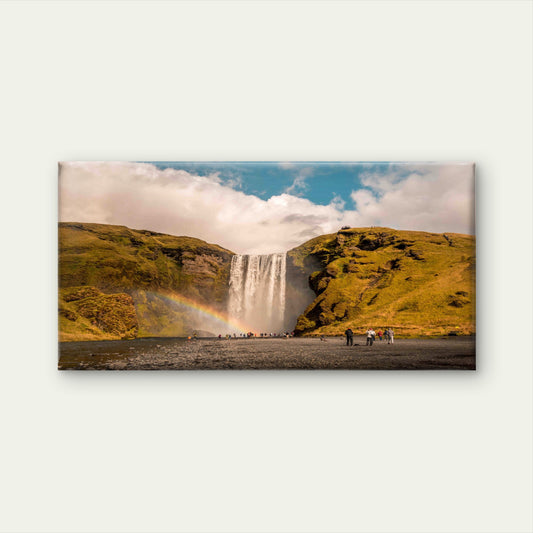 People Standing Near Waterfall Wall Art Canvas Office Home Room Framed 120x60cm