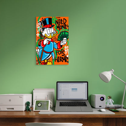 Top Hat Legendary Duck Graffiti Art 40x60cm Metal Print Ready to Hang - Bella Home Decor