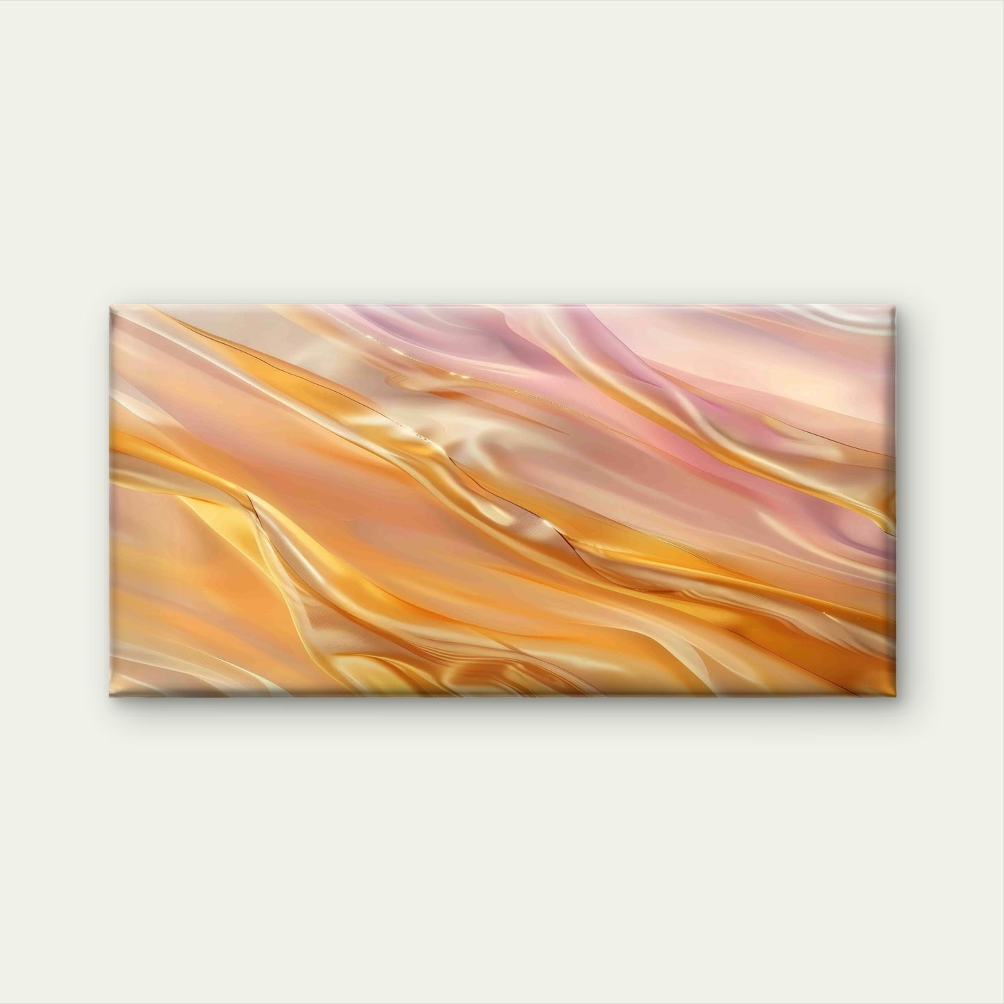 Peach Metallic Satin Ripple Wall Art Canvas Office Home Room Framed 120x60cm - Bella Home Decor