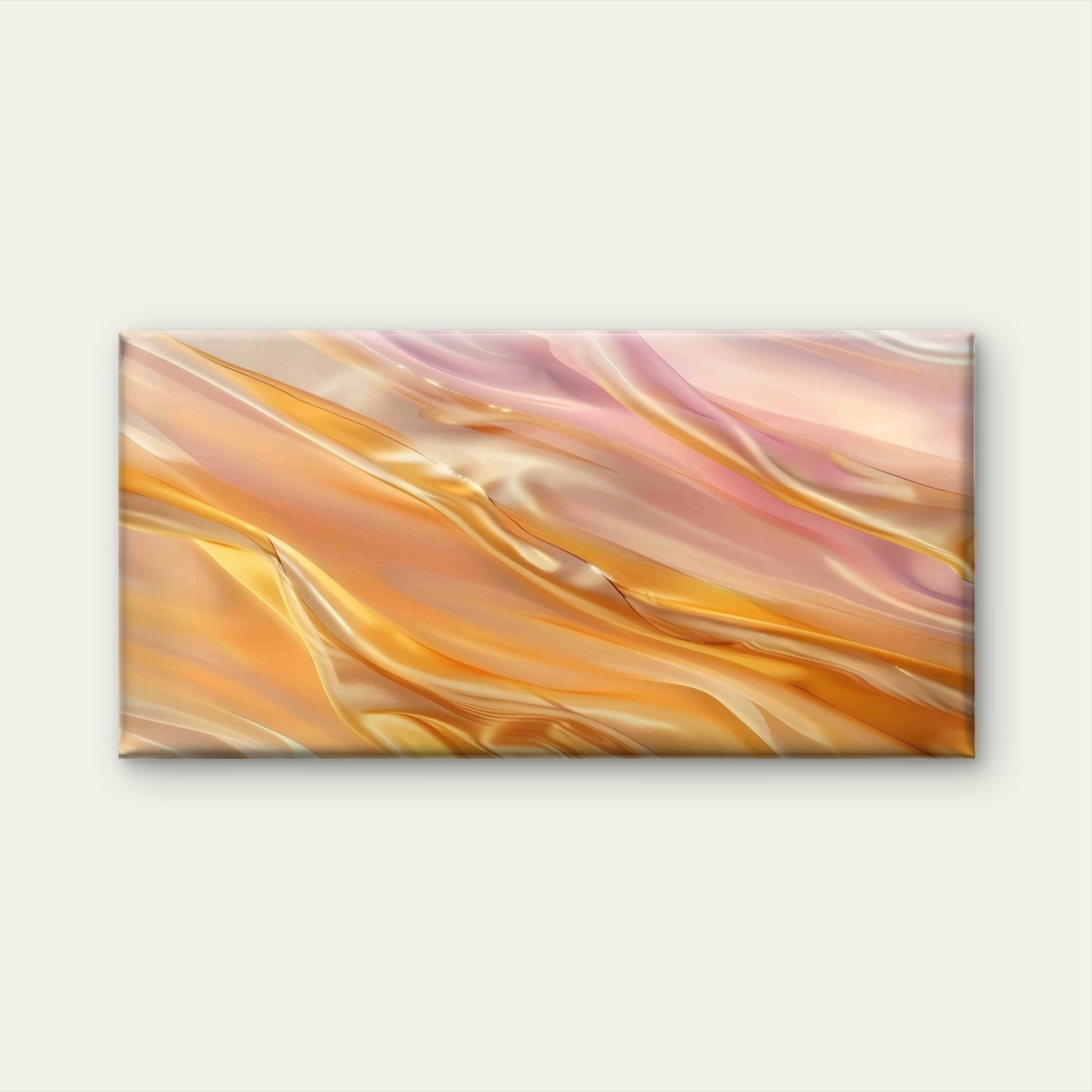 Peach Metallic Satin Ripple Wall Art Canvas Office Home Room Framed 120x60cm - Bella Home Decor