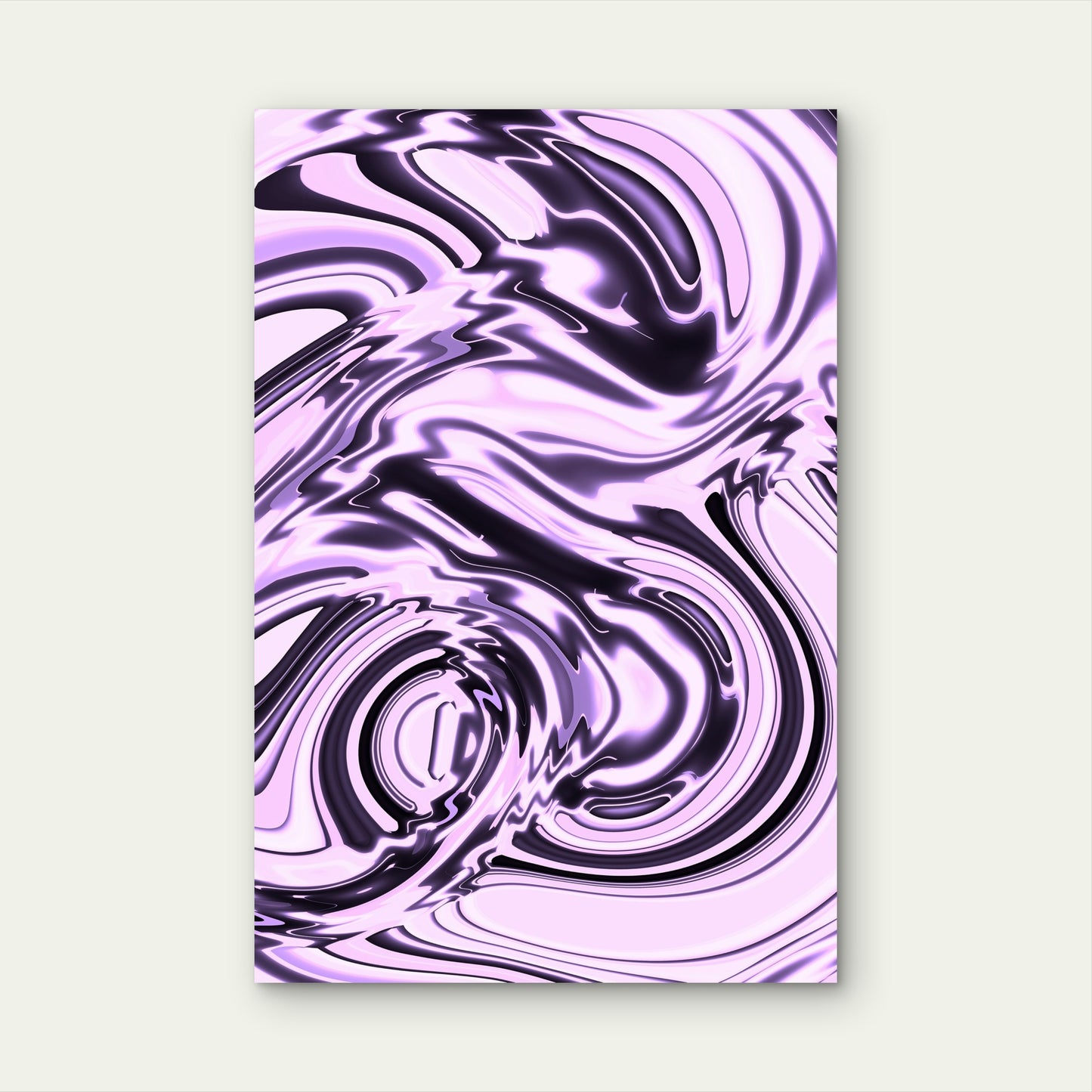 Abstract Purple and Black Metallic Swirls 40x60cm Metal Print Ready to Hang