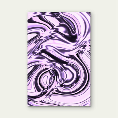 Abstract Purple and Black Metallic Swirls 60x90cm Metal Print Ready to Hang