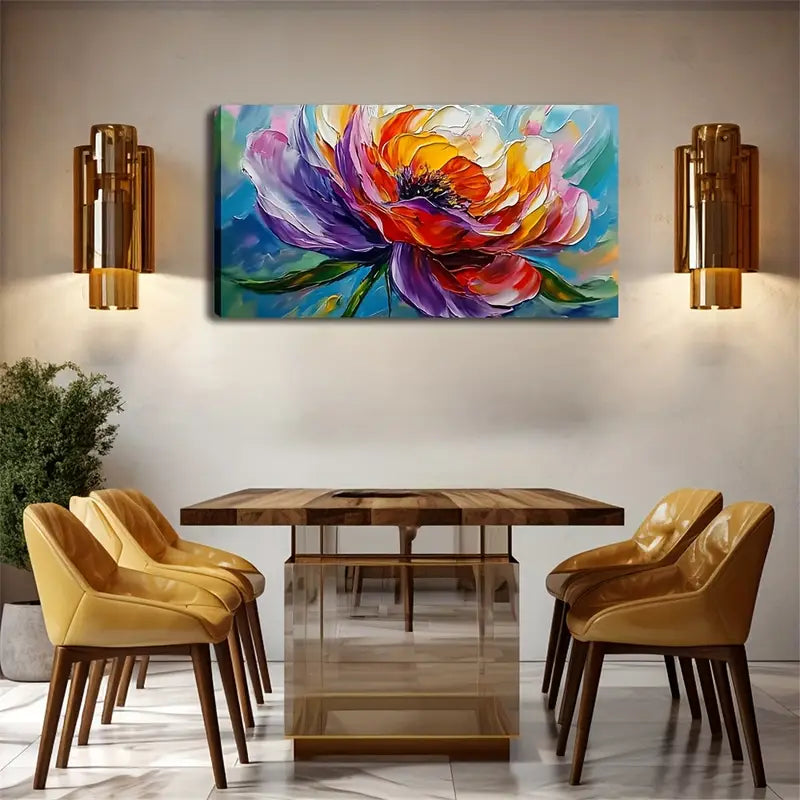 Vibrant Colorful Flower Wall Art Canvas Office Home Room Framed 120x60cm - Bella Home Decor