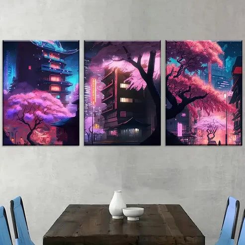 3pcs Modern Fashion Abstract City Technology Landscape Wall Art Canvas Unframed - High Quality Print 100% Australian Made Wall Canvas