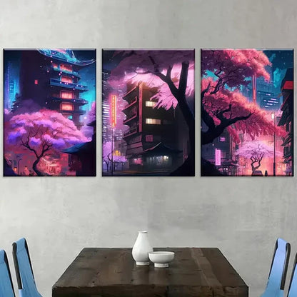 3pcs Modern Fashion Abstract City Technology Landscape Wall Art Canvas Unframed - High Quality Print 100% Australian Made Wall Canvas