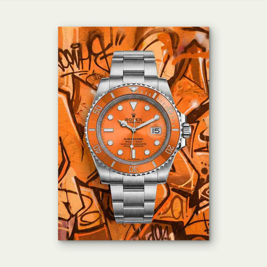 Silver Wrist watch Graffit Street 40x60cm Metal Print Ready to Hang