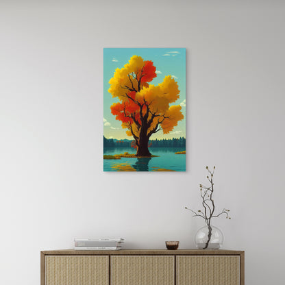 Digital Art Illustration of an Autumn Landscape 40x60cm Metal Print Ready to Hang