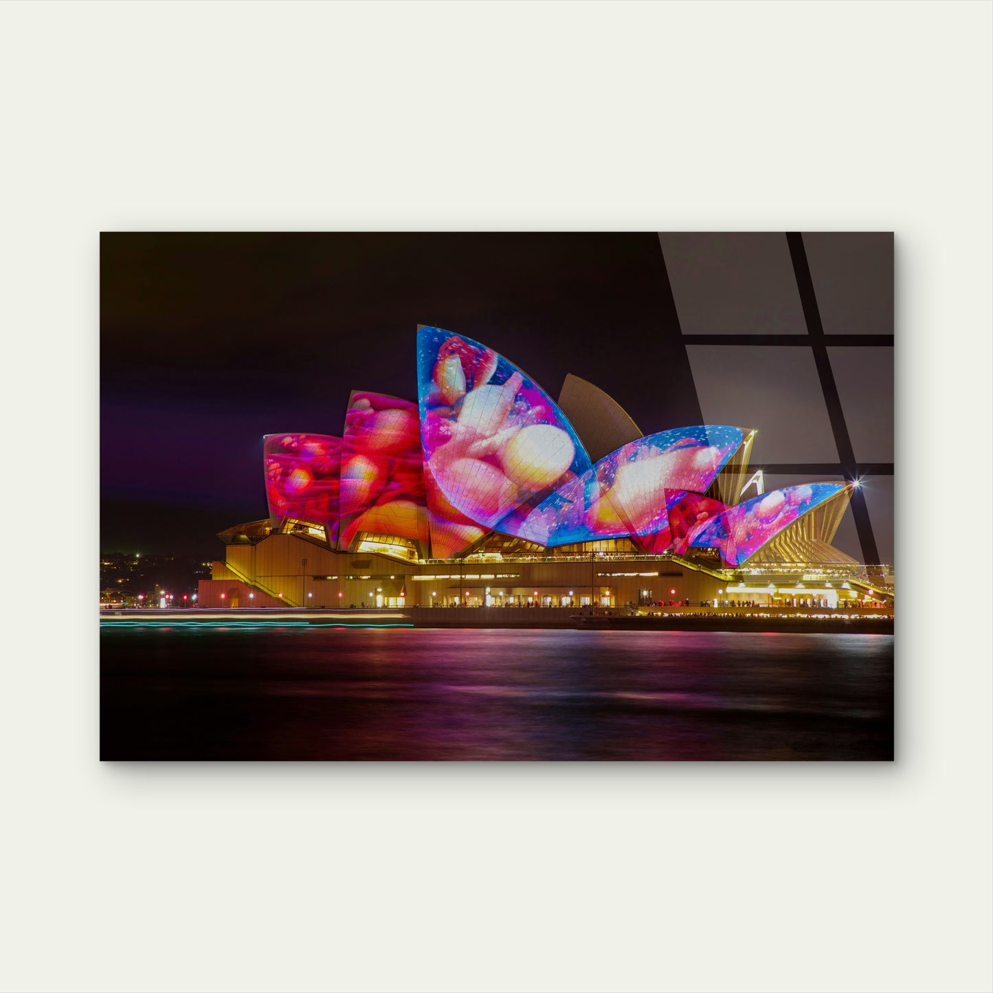 Sydney Opera House Vivid Light Show Acrylic Glass Printing Wall Art Australian Made Quality