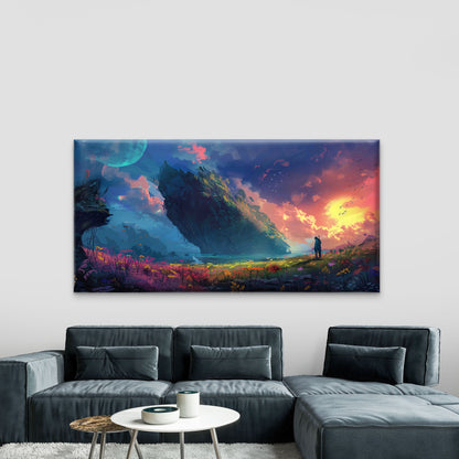Figure Gazing At The Floating Wall Art Canvas Office Home Room Framed 120x60cm