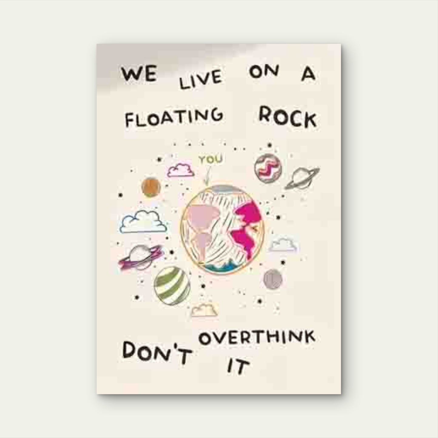 Floating Rock Earth Design, a Cosmic-Themed 60x90cm Metal Print Ready to Hang - Bella Home Decor