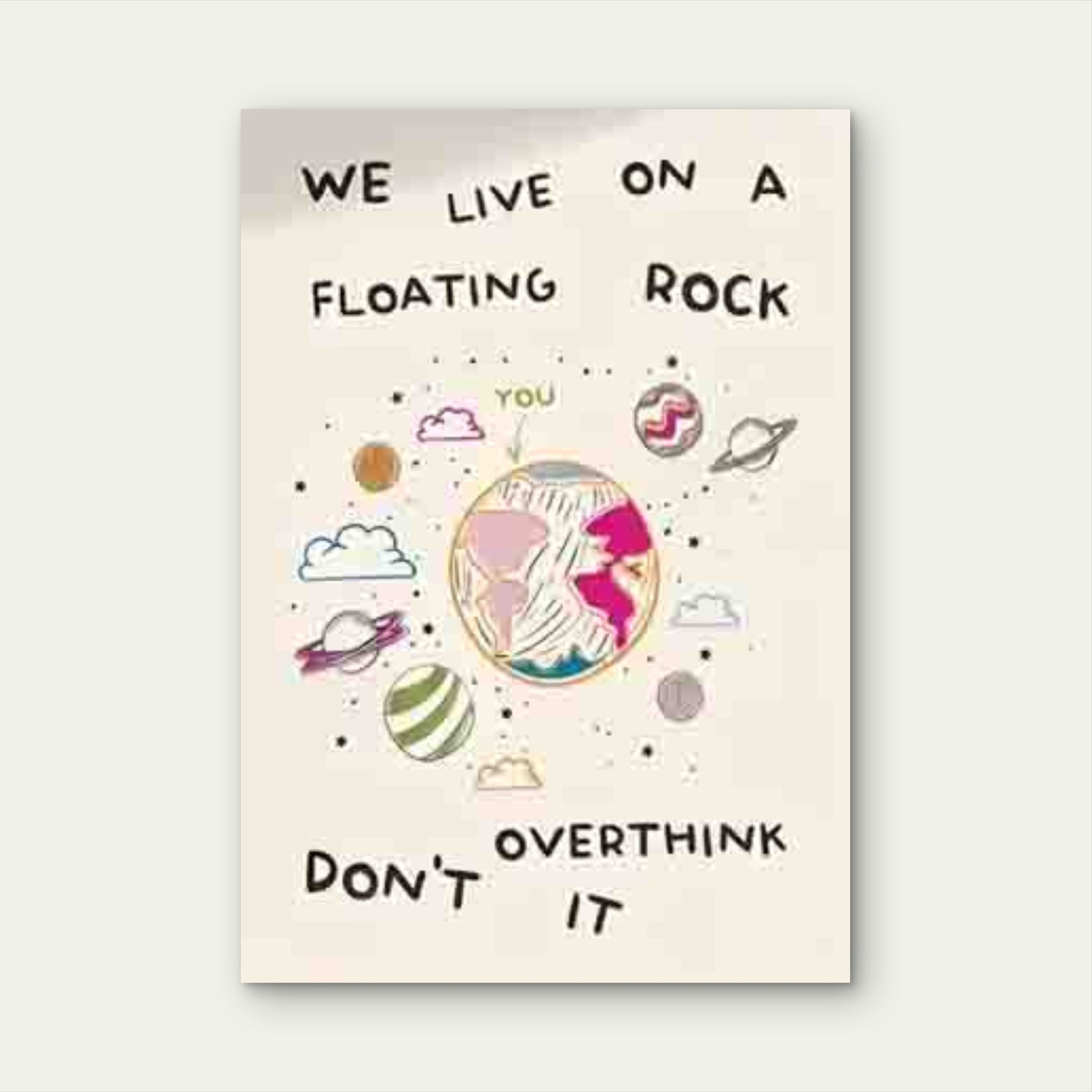 Floating Rock Earth Design, a Cosmic-Themed Metal Print Ready to Hang - Bella Home Decor
