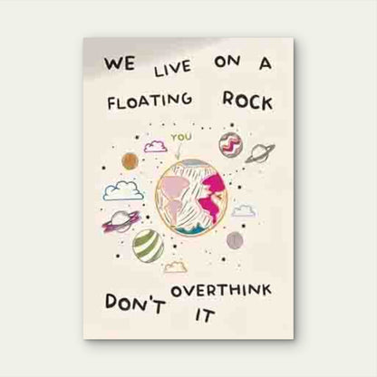 Floating Rock Earth Design, a Cosmic-Themed Metal Print Ready to Hang - Bella Home Decor