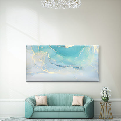 Turquoise Marble Gold Vein Wall Art Canvas Office Home Room Framed 120x60cm - Bella Home Decor