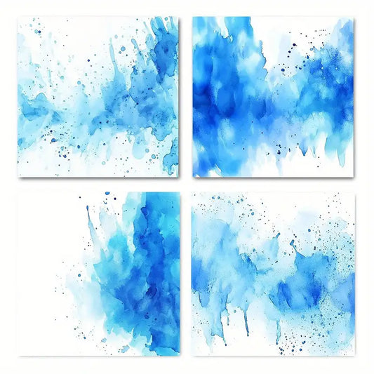 4pcs vintage style Blue wate BW Wall Art Canvas Framed