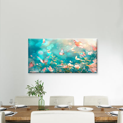 Enchanted Garden Butterflies Wall Art Canvas Office Home Room Framed 120x60cm