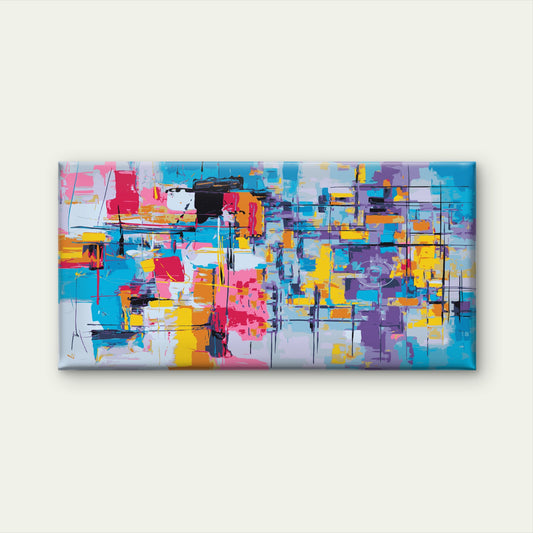Modern Colorful Block Geometric Wall Art Canvas Office Home Room Framed 120x60cm