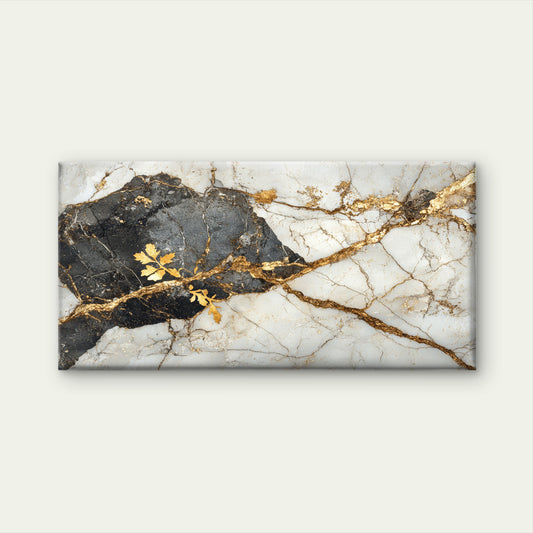 Luxury Gold Leaf Vein Marble Wall Art Canvas Office Home Room Framed 120x60cm