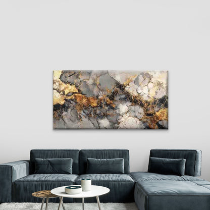 Dark Marble & Gold Abstract Wall Art Canvas Office Home Room Framed 120x60cm - Bella Home Decor