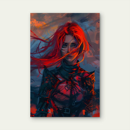 Medieval Knight Girl Illustration 40x60cm Metal Print Ready to Hang