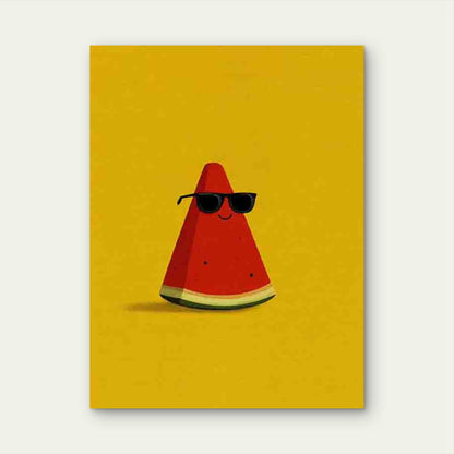 Watermelon Slice in a Modern Retro Style 60x90cm Metal Print Ready to Hang - Bella Home Decor