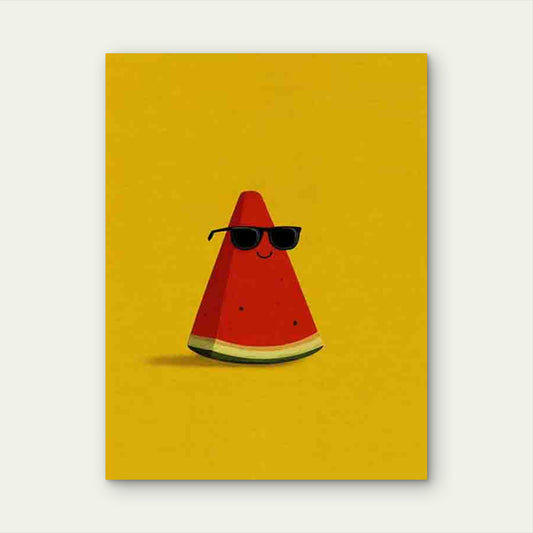 Watermelon Slice in a Modern Retro Style 60x90cm Metal Print Ready to Hang
