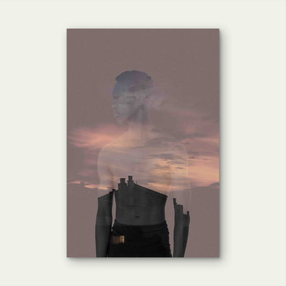Medium Shot Human Silhouette Snd Nature 60x90cm Metal Print Ready to Hang