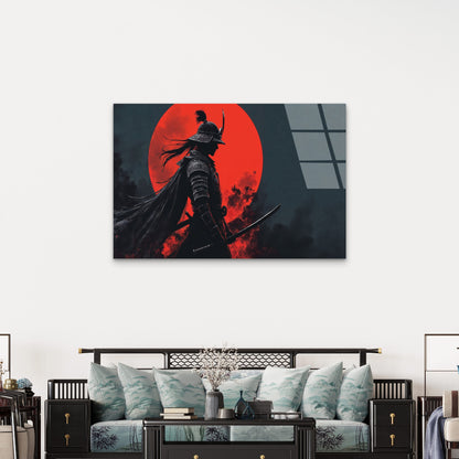 Japanese Samurai Red Sun Art Acrylic Glass Printing Wall Art Australian Made Quality