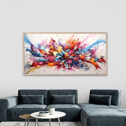 Abstract Floral Color Splash Wall Art Canvas Office Home Room Framed 120x60cm