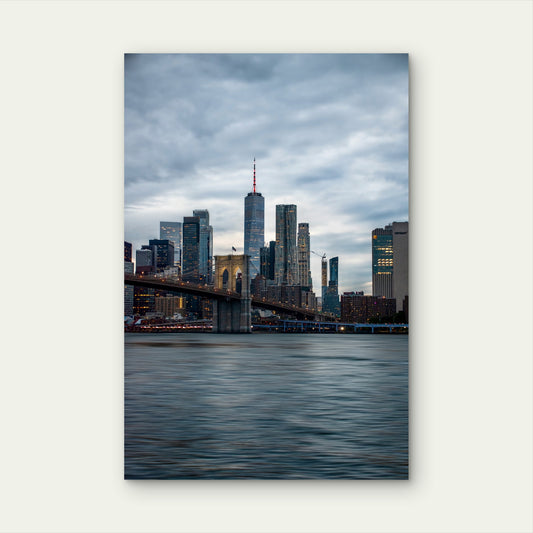 Brooklyn Bridge Towers Over The New York City Skyline 60x90cm Metal Print Ready to Hang