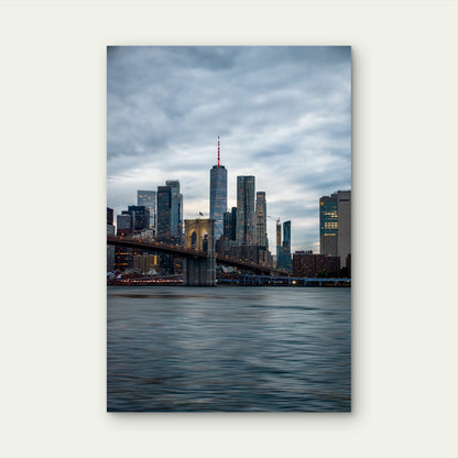 Brooklyn Bridge Towers Over The New York City Skyline 40x60cm Metal Print Ready to Hang