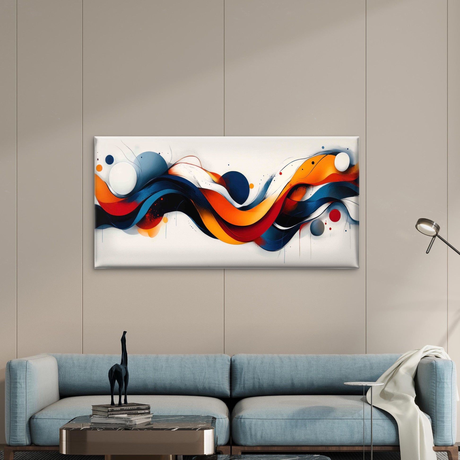 Vibrant Swirling Abstract Art Wall Art Canvas Office Home Room Framed 120x60cm - Bella Home Decor