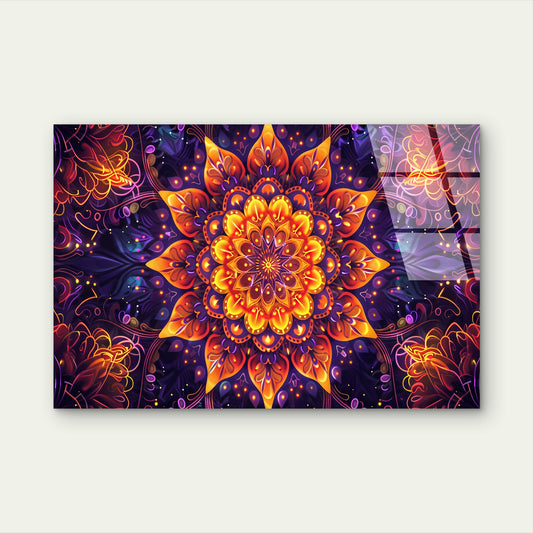 Purple Mandala Sacred Geometry Acrylic Glass Printing Wall Art Australian Made Quality