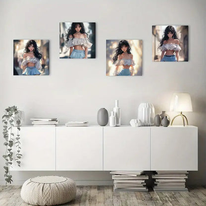 4pcs Summer Skirt For Women Pretty Maide Theme Wall Art Canvas Framed