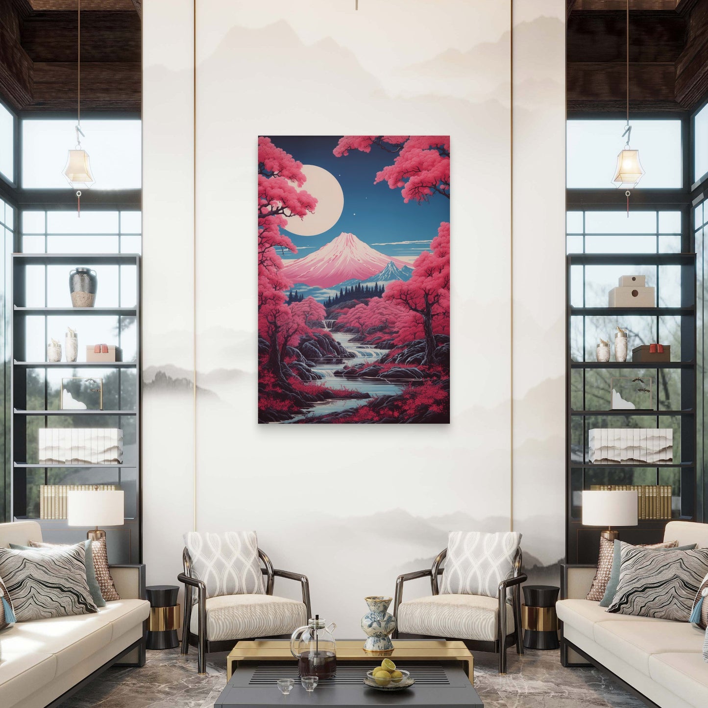 Digital Art Beautiful Mountains 40x60cm Metal Print Ready to Hang