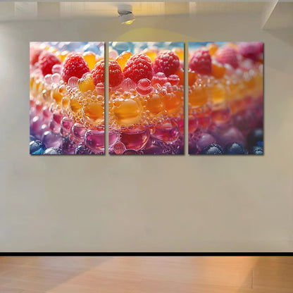 3pcs Colorful Cake with Berries Wall Art Set Canvas Framed 40x60cm - High Quality Print 100% Australian Made Wall Canvas Ready to Hang - Bella Home Decor