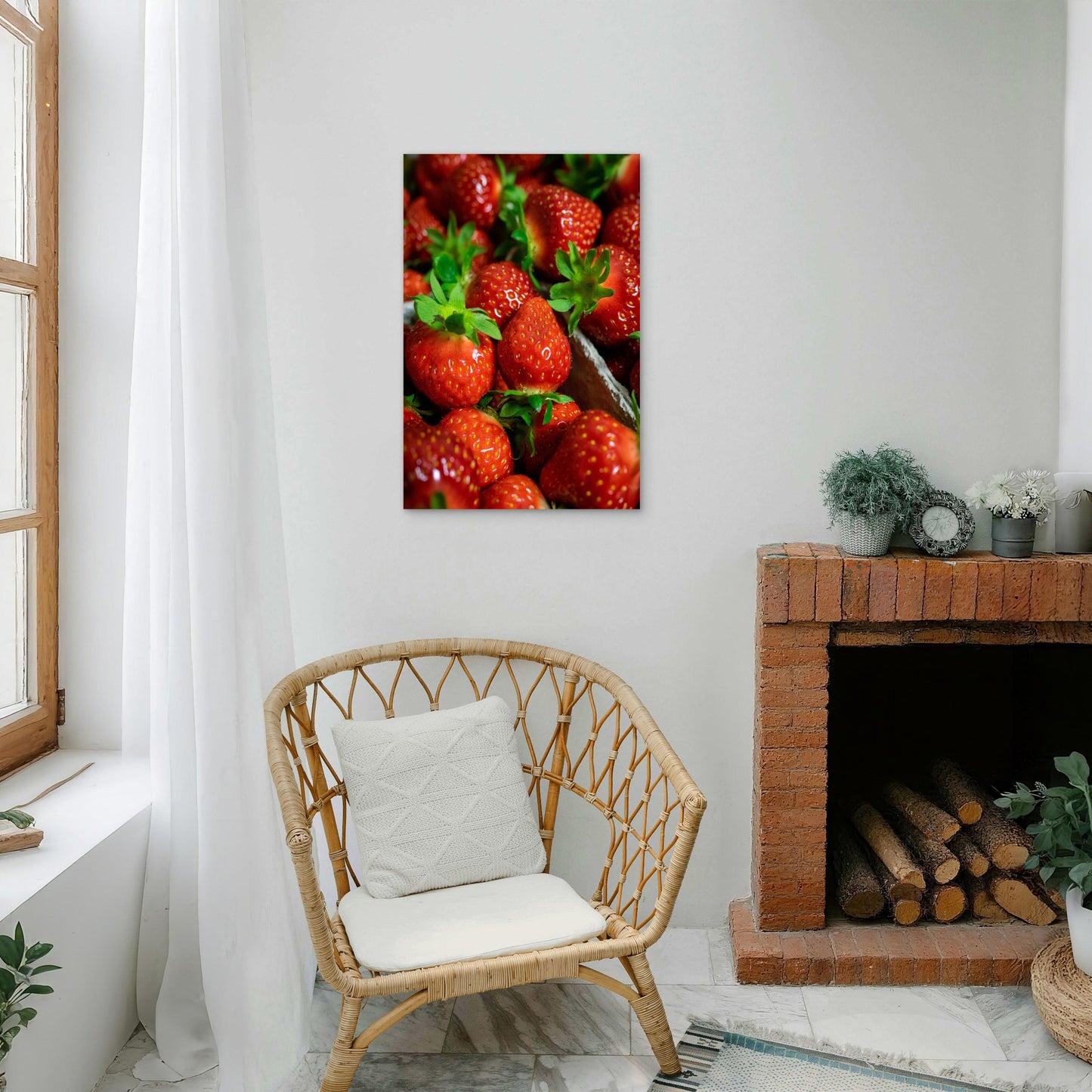 Close Up Of Fresh Strawberries 40x60cm Metal Print Ready to Hang