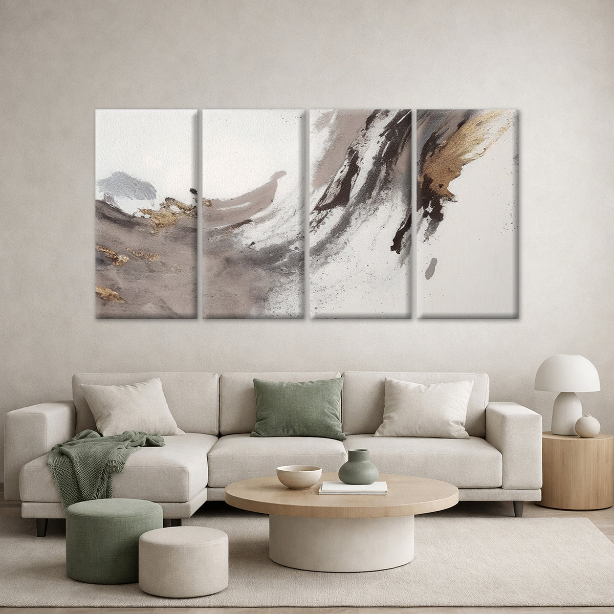 4pcs Abstract Black Fluid Ink Marble Texture Wall Art Canvas Framed 45x80cm - High Quality Print 100% Australian Made Wall Canvas Ready to Hang