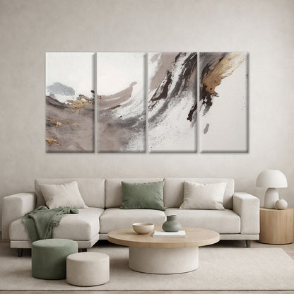 4pcs Abstract Black Fluid Ink Marble Texture Wall Art Canvas Framed 45x80cm - High Quality Print 100% Australian Made Wall Canvas Ready to Hang