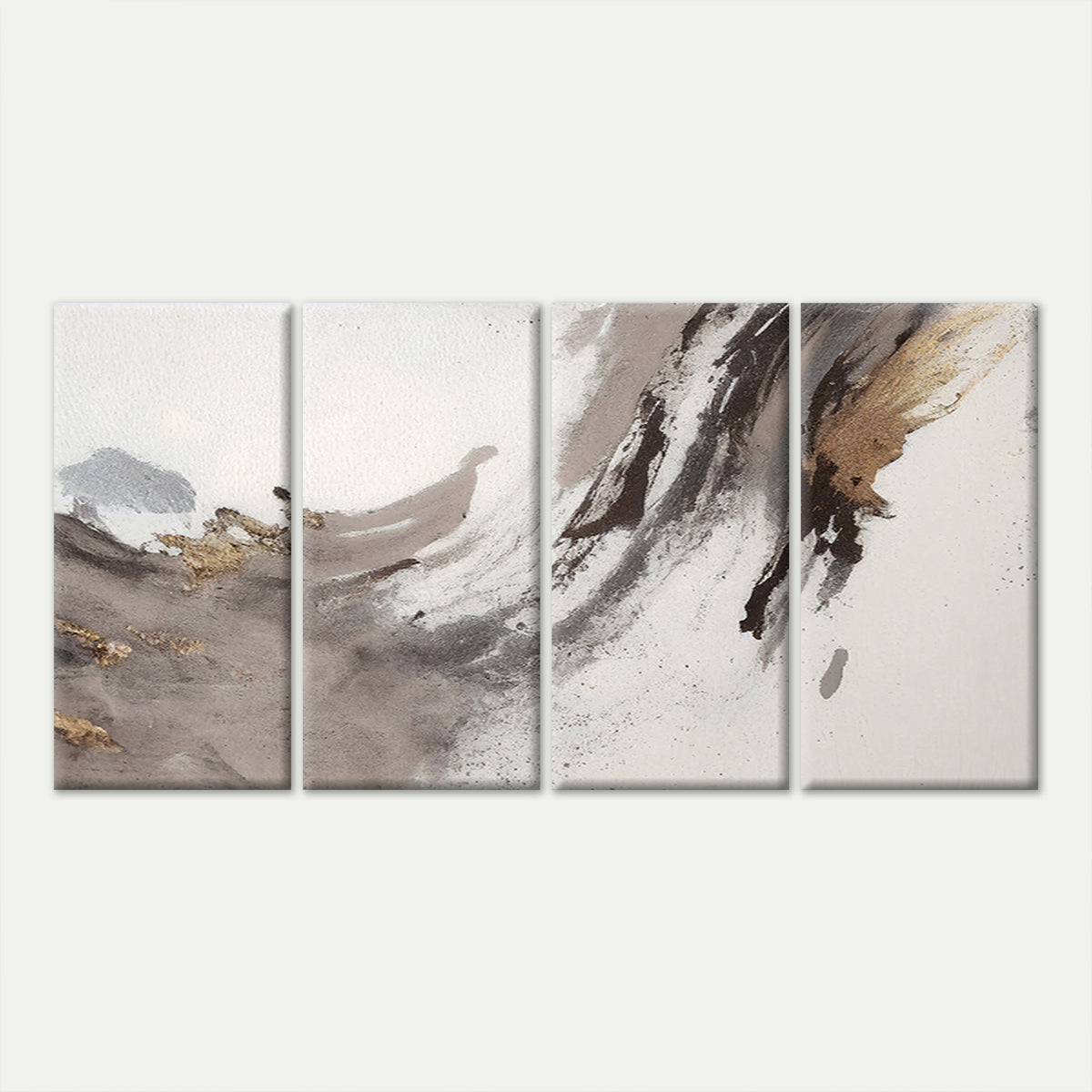 4pcs Abstract Black Fluid Ink Marble Texture Wall Art Canvas Framed 45x80cm - High Quality Print 100% Australian Made Wall Canvas Ready to Hang